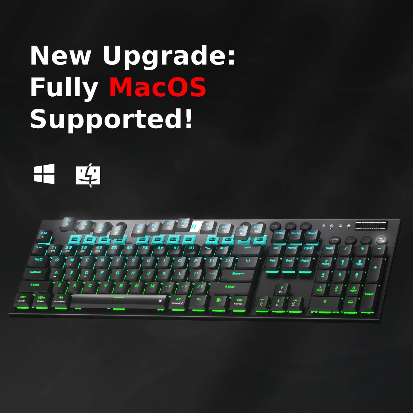 HORUS K618 Ultraflache kabellose mechanische Tastatur 